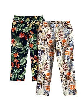 Chicos Bundle Floral Ankle Pants 2-Pack Size (US 8) Botanical Prints